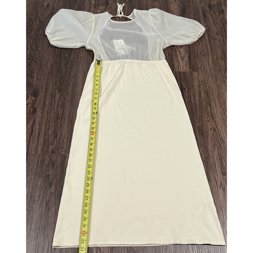 Zara Combination knit dress Size Medium Cream Long Feminine Puf Sleeve - Picture 7 of 7